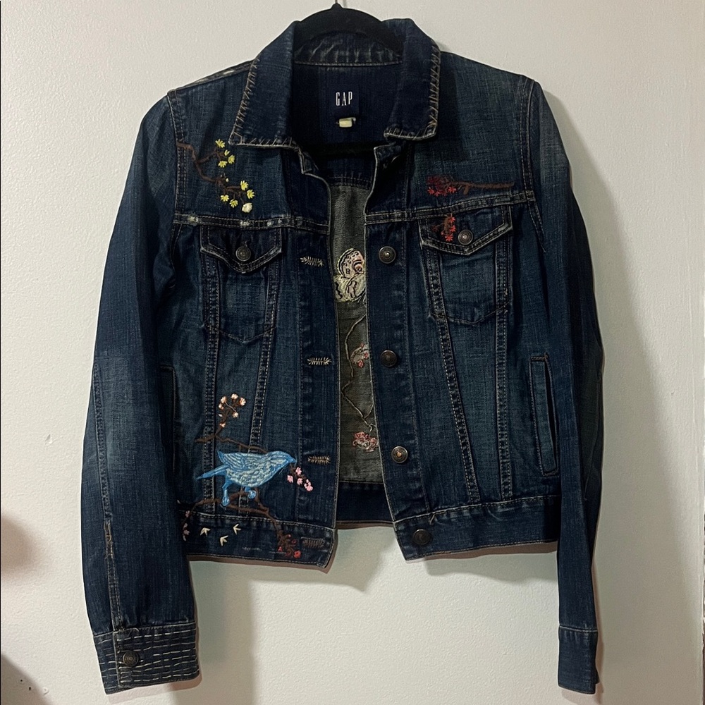 GAP Dark Blue Denim Jacket with Embroidery
